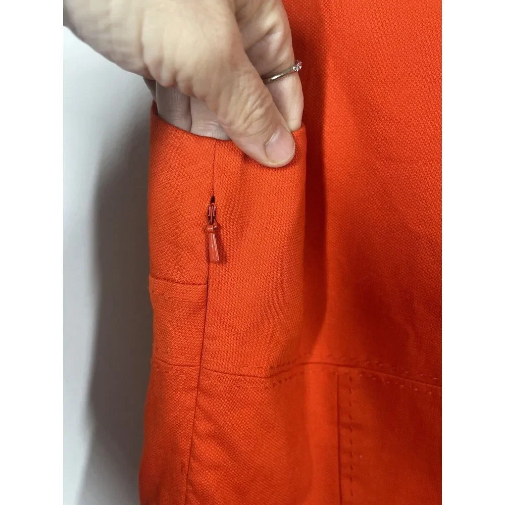 Tory Burch Leena Sleeveless Orange Lined Sheath Dress Side Zip Pockets Size‎ 4